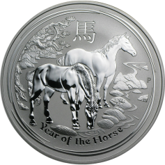 Серебряная монета 1 доллар "Год Лошади" 31,1г., 2014 год (Серия Лунар)